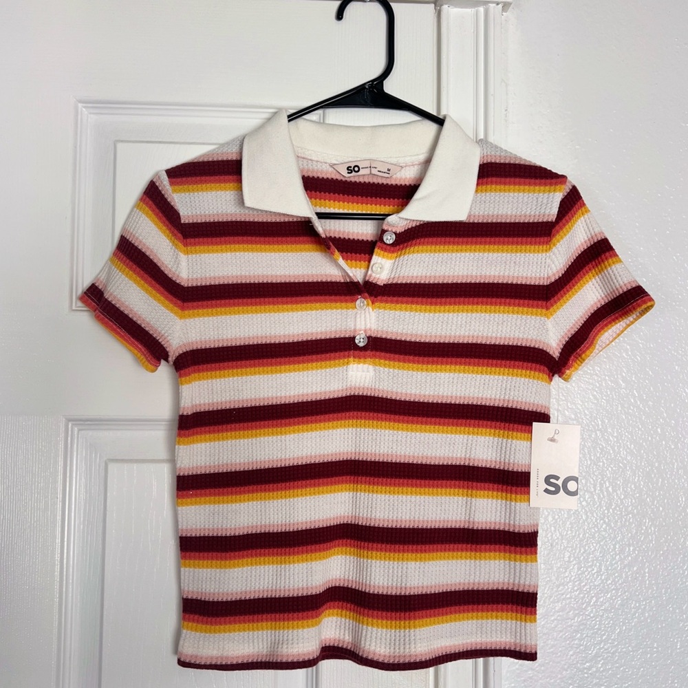 NWT striped knit polo shirt